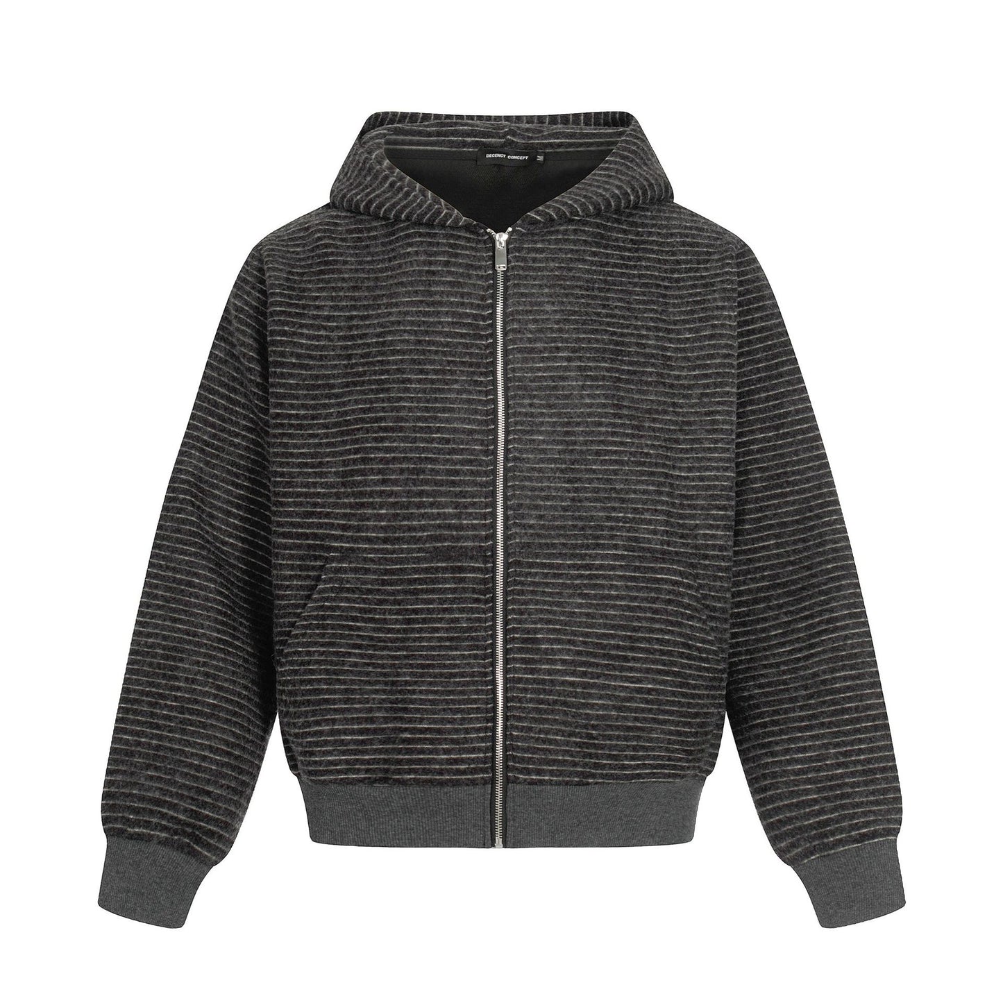 Street Style Unisex Casual Retro Stripe Minimalist Design Short Loose Fit Men's Hooded Cardigan Sweatshirt