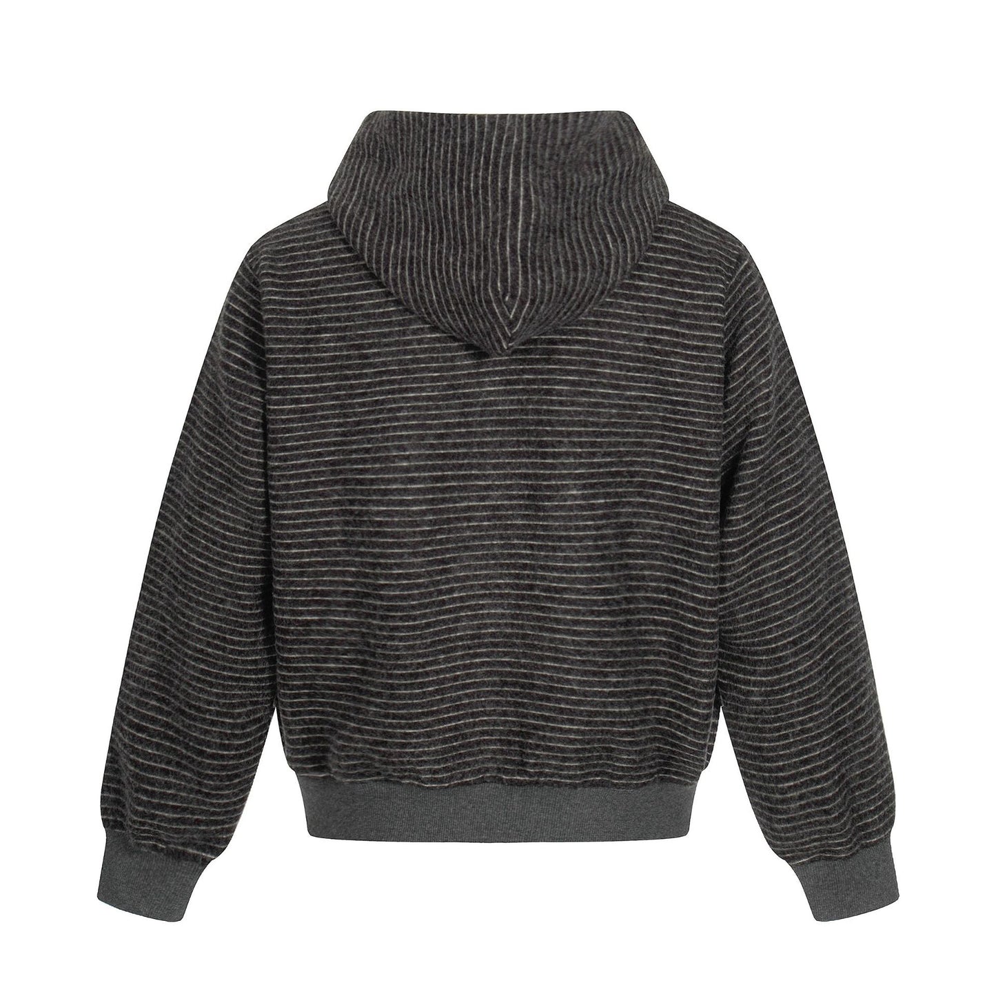 Street Style Unisex Casual Retro Stripe Minimalist Design Short Loose Fit Men's Hooded Cardigan Sweatshirt